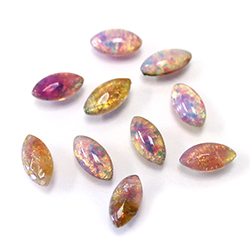 LIMITED STOCK: Glass Point Back Buff Top Stone Opaque Doublet - Navette 10x5MM FIRE OPAL