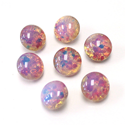 LIMITED STOCK: Glass Point Back Buff Top Stone Opaque Doublet - Round 48SS FIRE OPAL