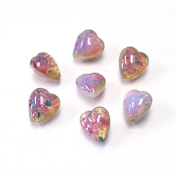 LIMITED STOCK: Glass Point Back Buff Top Stone Opaque Doublet - Heart 09x8MM FIRE OPAL