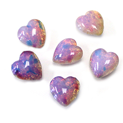LIMITED STOCK: Glass Point Back Buff Top Stone Opaque Doublet - Heart 12x11MM FIRE OPAL
