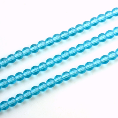 Czech Pressed Glass Bead - Smooth Round 04MM AQUA