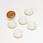 Glass Medium Dome Foiled Cabochon - Round 09MM WHITE OPAL