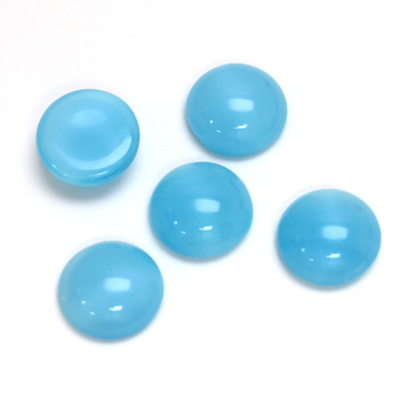 Glass Medium Dome Cabochon - Round 11MM MOONSTONE AQUA