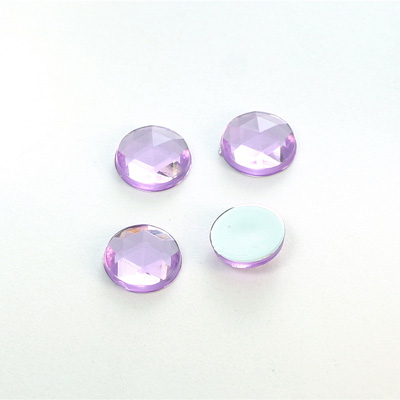 Plastic Flat Back Foiled Rauten Rose Rhinestone - Round 10MM LT AMETHYST