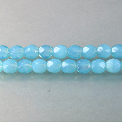 Czech Glass Fire Polish Bead - Round 06MM OPAL AQUA