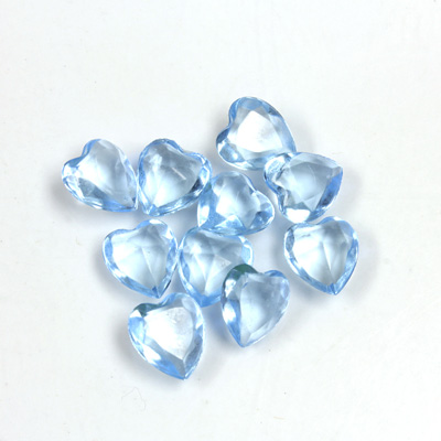 Glass Point Back Tin Table Cut (TTC) Unfoiled - Heart Shape 09x8MM LT SAPPHIRE