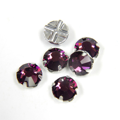 Crystal Stone in Metal Sew-On Setting - Rose Montee SS30 AMETHYST-SILVER