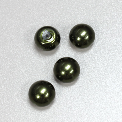 Glass High Dome Cabochon Pearl Dipped - Round 12MM HUNTER GREEN