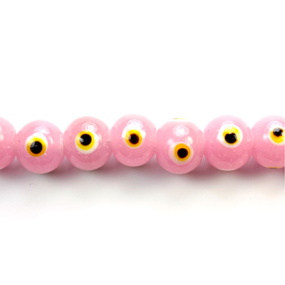 Glass Lampwork Bead - Eye Round 10MM PINK