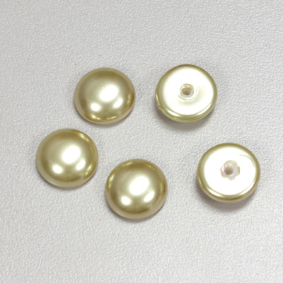 Glass Medium Dome Pearl Dipped Cabochon - Round 12MM LIGHT OLIVE