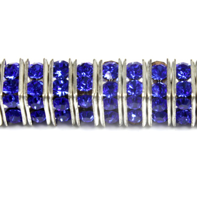 Czech Rhinestone Rondelle - Square 08MM SAPPHIRE-SILVER