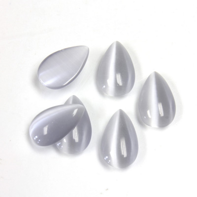 Fiber-Optic Cabochon - Pear 13x8MM CAT'S EYE LT GREY