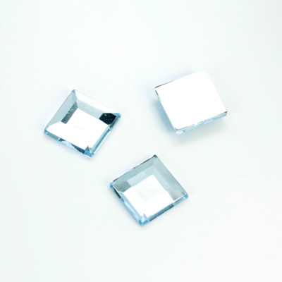 Plastic Flat Back Foiled Rose Cut Rhinestone - Square 10x10MM LT SAPPHIRE