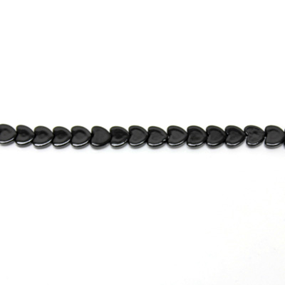 Gemstone Bead - Flat Top Heart 06MM BLACK ONYX