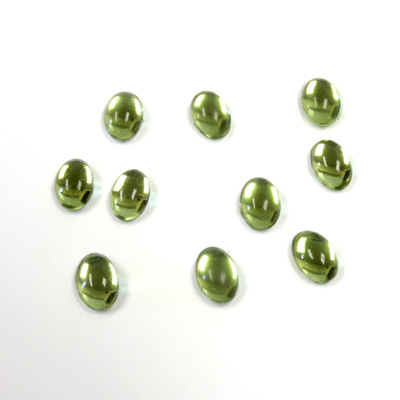 Plastic Flat Back Foiled Cabochon - Oval 06x4MM OLIVINE