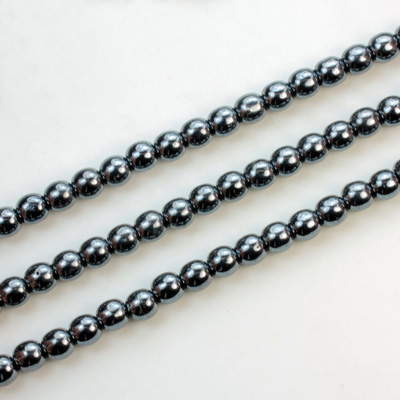 Czech Pressed Glass Bead - Smooth Round 04MM HEMATITE