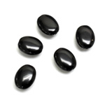 Plastic Bead - Opaque Color Smooth Flat Oval 12x10MM JET