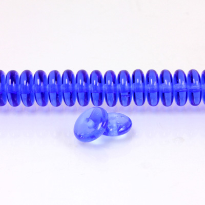 Czech Pressed Glass Bead - Smooth Rondelle 8MM SAPPHIRE