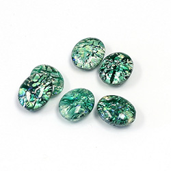 Glass Low Dome Lampwork Cabochon - Oval 10x8MM GREEN OPAL (02420)