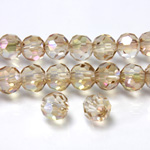 Chinese Cut Crystal Bead 32 Facet - Round 06MM WATER RED with HALF GREEN COAT