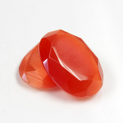 Fiber-Optic Flat Back Stone with Faceted Top and Table - Oval 25x18MM CAT'S EYE ORANGE