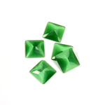 Fiber-Optic Flat Back Stone - Faceted checkerboard Top Square 8x8MM CAT'S EYE GREEN