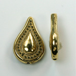 Metalized Plastic Engraved Bead - Teardrop 26x18MM ANT GOLD