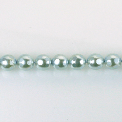 Czech Glass Pearl Bead - Round Faceted Golf 6MM LT BLUE 70462