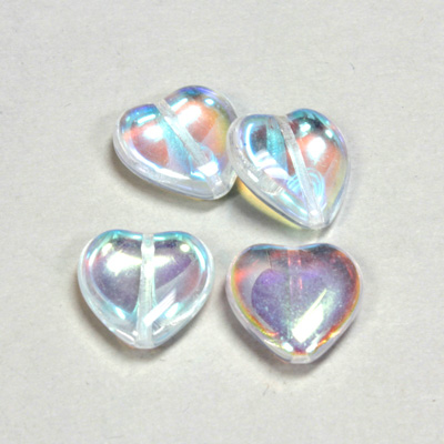 Czech Pressed Glass Bead - Smooth Heart 16x15MM CRYSTAL AB
