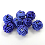 Woven Cotton Glass Base Bead - Round  - 10MM DARK BLUE (143)