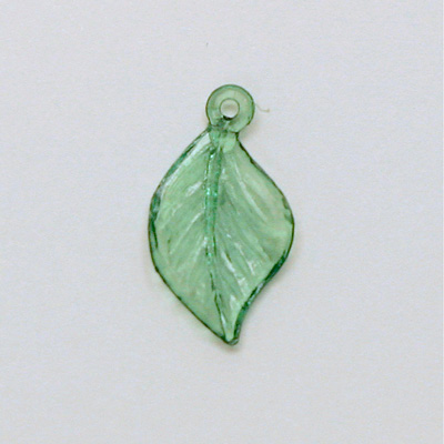 German Plastic Leaf Pendant with Loop - 19x11MM EMERALD