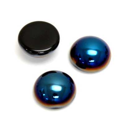 Glass Medium Dome Cabochon - Coated Round 15MM IRIS BLUE