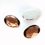 Plastic Flat Back Foiled Rose Cut Rhinestone - Oval 18x13MM SMOKE TOPAZ