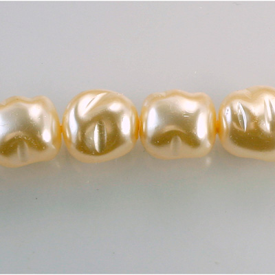 Czech Glass Pearl Bead - Baroque Oblong 14x13MM CREME 70414