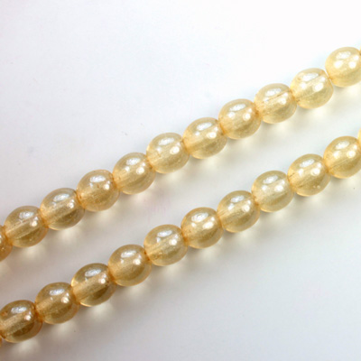 Czech Pressed Glass Bead - Smooth Round 06MM LUMI COATED LT TOPAZ