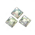 German Glass Flat Back Foiled Checkerboard - Square 08x8MM TOPAZ AB