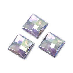 German Glass Flat Back Foiled Checkerboard - Square 10x10MM ROSE AB