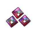 German Glass Flat Back Foiled Checkerboard - Square 08x8MM RUBY AB