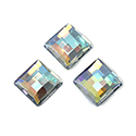 German Glass Flat Back Foiled Checkerboard - Square 08x8MM CRYSTAL AB