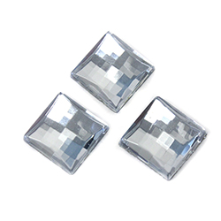 German Glass Flat Back Foiled Checkerboard - Square 10x10MM CRYSTAL