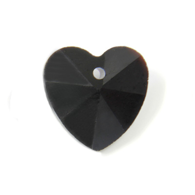 Chinese Cut Crystal Pendant - Heart 14MM JET