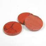 Gemstone Flat Back Single Bevel Buff Top Stone - Round 15MM RED JASPER