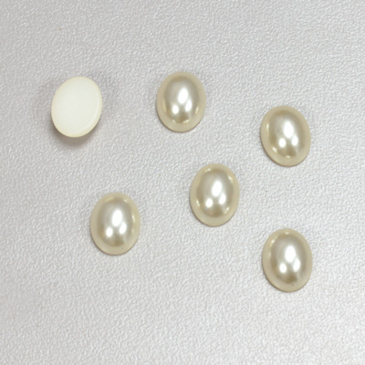 Plastic Medium Dome Pearl Cabochon - Oval 10x8MM CREME