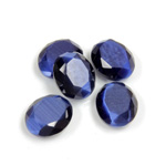 Fiber-Optic Flat Back Stone with Faceted Top and Table - Oval 12x10MM CAT'S EYE BLUE