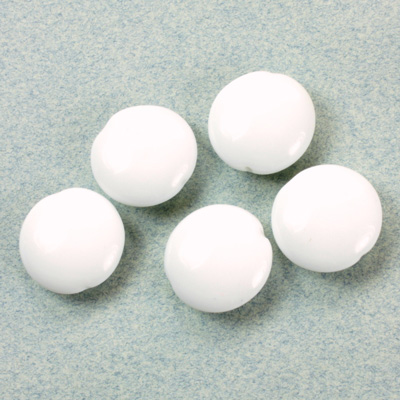 Czech Pressed Glass Bead - Lentil Round 15MM CHALKWHITE