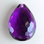 Plastic Pendant -Transparent Faceted Pear 40x30MM AMETHYST