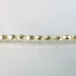 Czech Glass Pearl Faceted Fire Polish Bead - Oval 06x4MM WHITE 70401