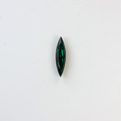 Glass Point Back Foiled Tin Table Cut (TTC) Stone - Navette 15x4MM EMERALD