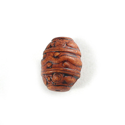 Plastic Engraved Bead - Barrel 20x15MM INDOCHINE LIGHT BROWN