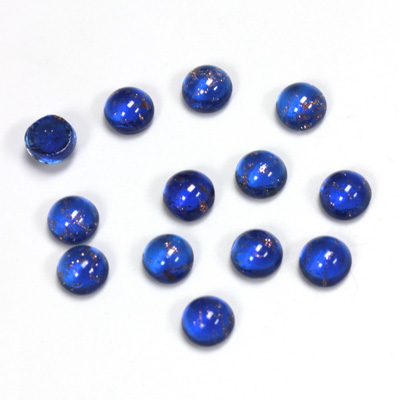 Glass Medium Dome Lampwork Cabochon - Round 05MM GOLD FLECK SAPPHIRE (05054)